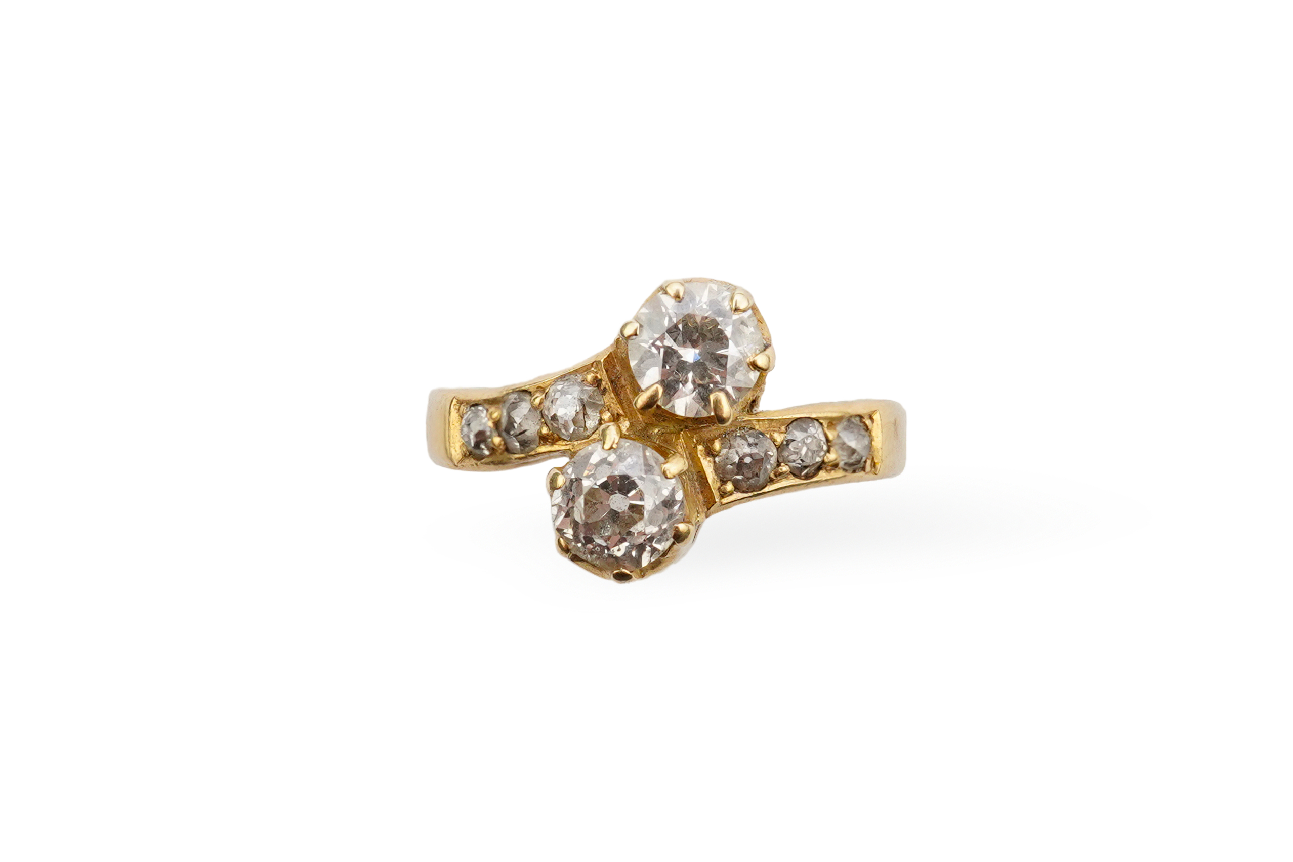 A gold and diamond 'toi-et-moi' ring, circa 1900